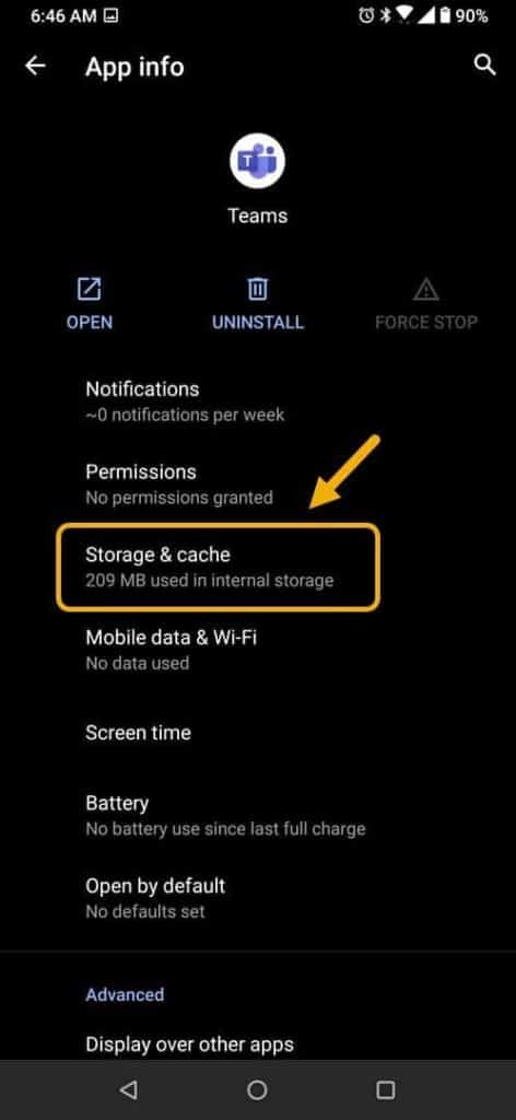 Tap on Storage & Cache