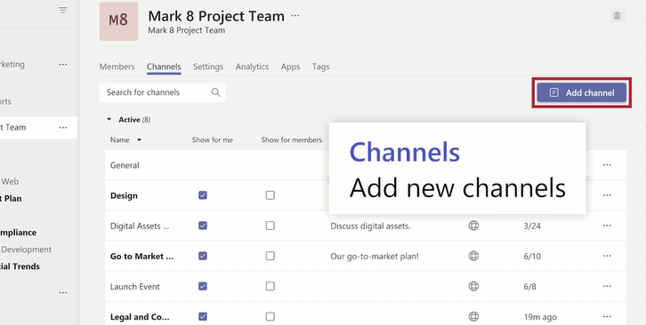 Manage channels