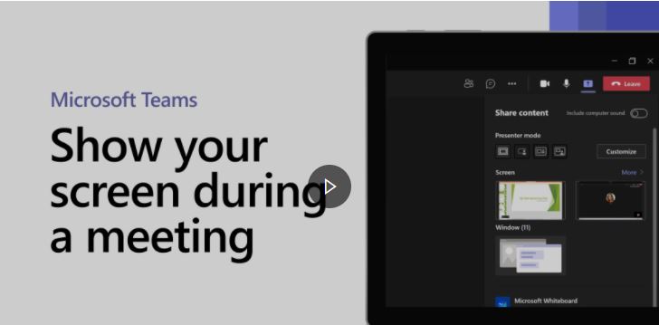 Show your screen during a meeting